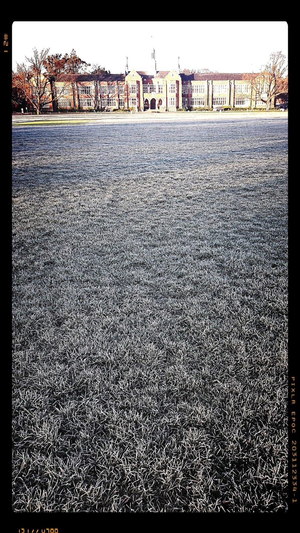 School early in the morning with frost