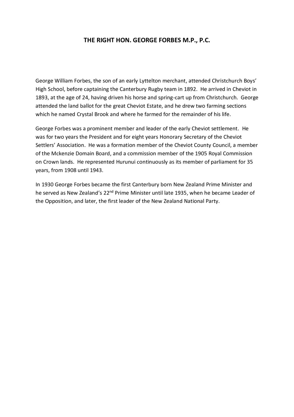 George Forbes short bio