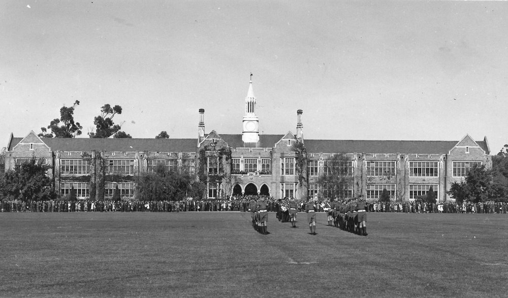 Cadets in front of School