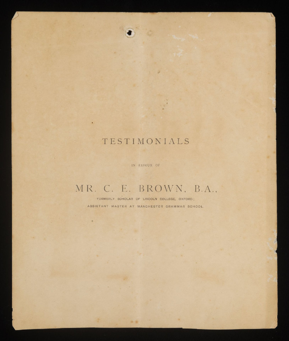 Testimonials in favour of Mr C.E. Brown