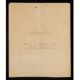 Testimonials in favour of Mr C.E. Brown