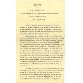 Address given by Bevan-Brown at the unveiling of the Memorial Shrine